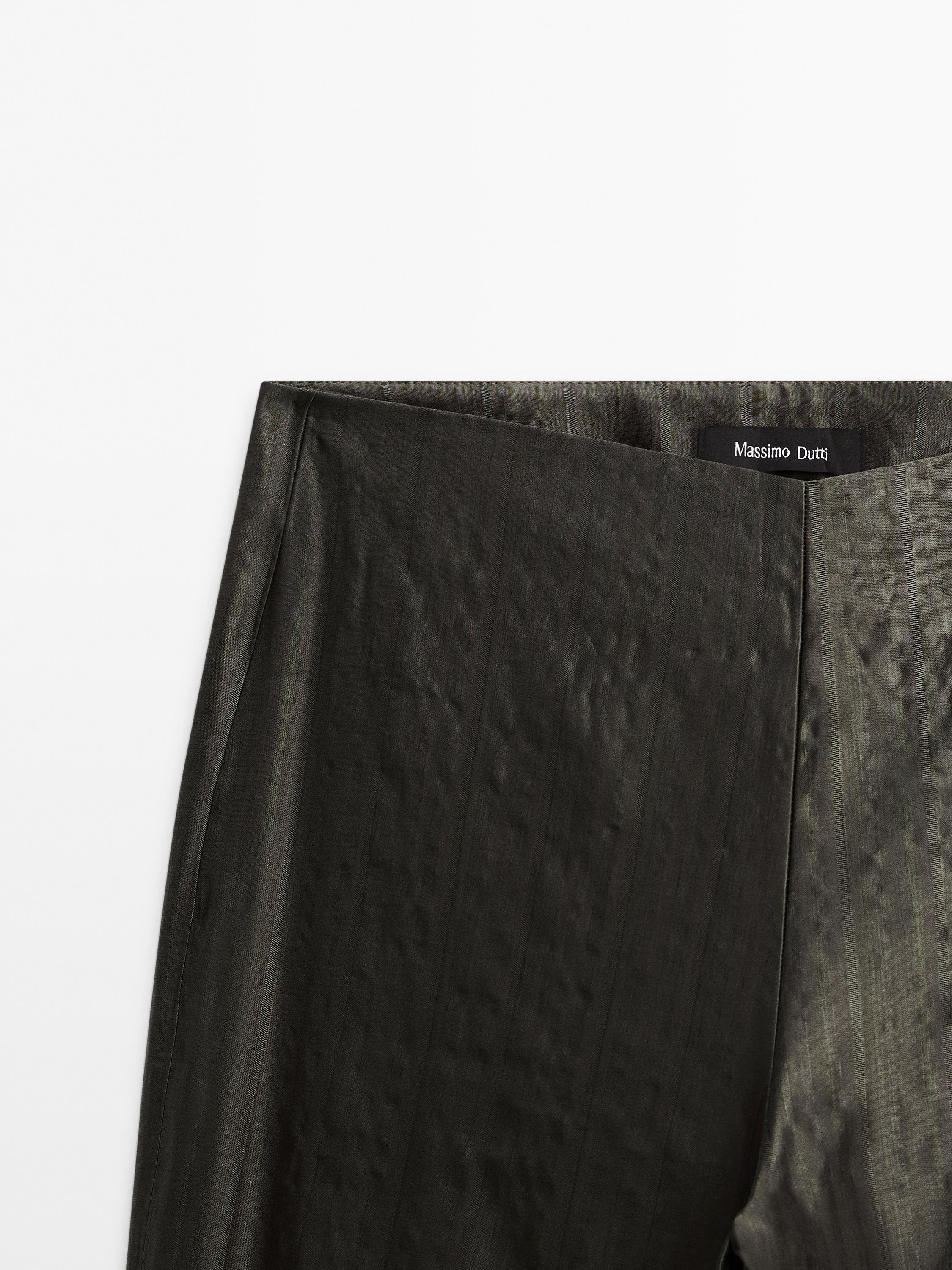 Pantalon flare mid-rise jacquard